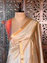 Ivory Silk cotton saree- PBR60I