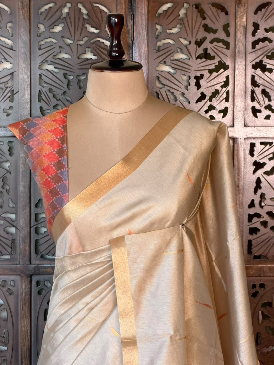 Ivory Silk cotton saree- PBR60I