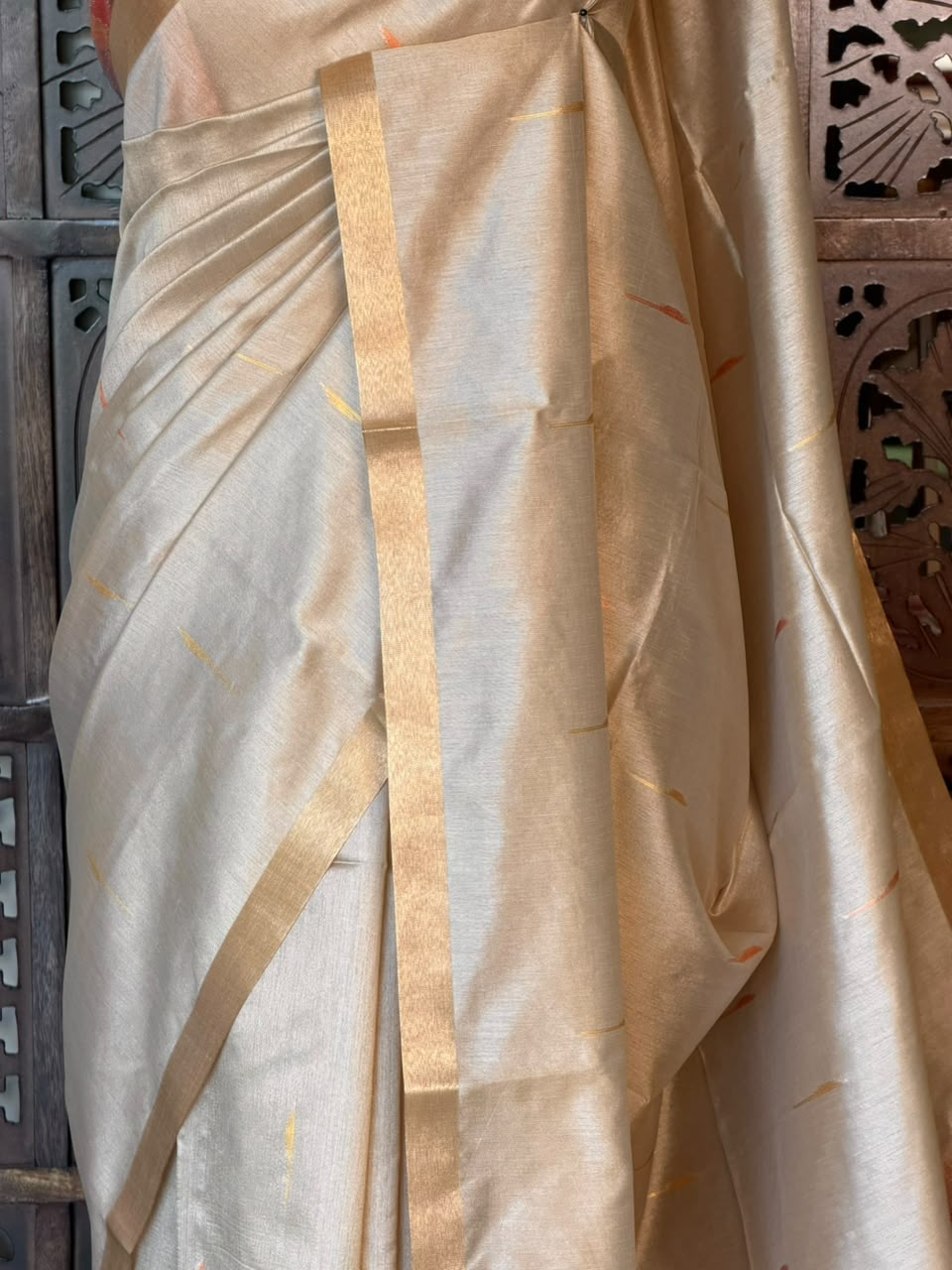 Ivory Silk cotton saree- PBR60I