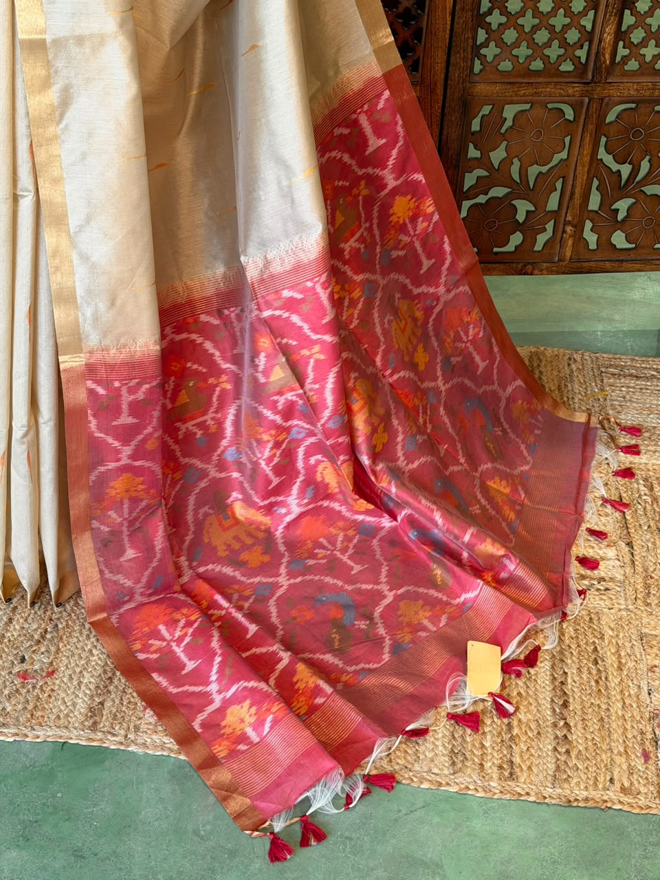 Ivory Silk cotton saree- PBR60I