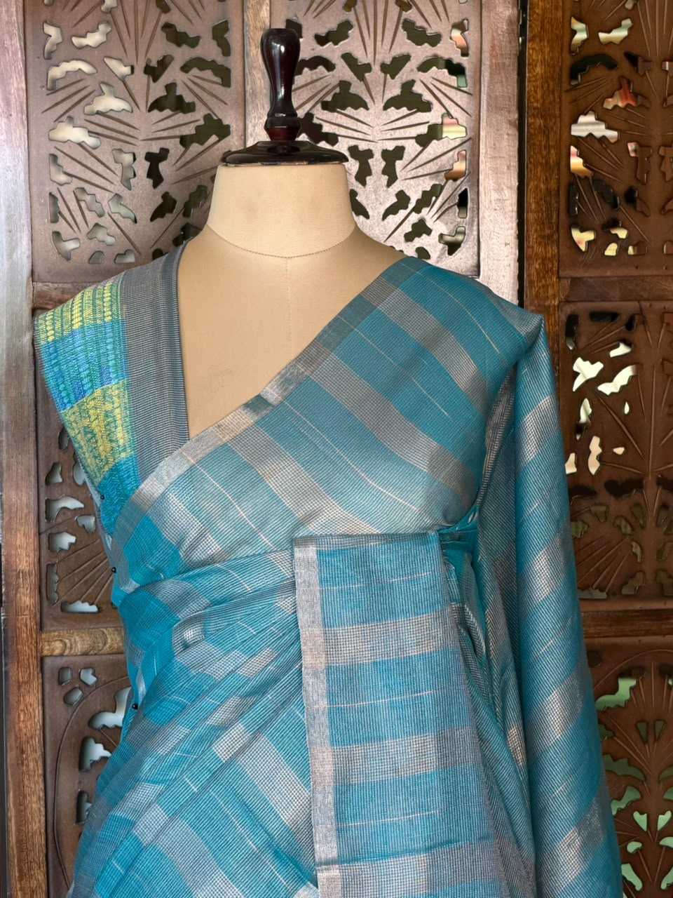 Blue Jute Tissue saree- PBR61