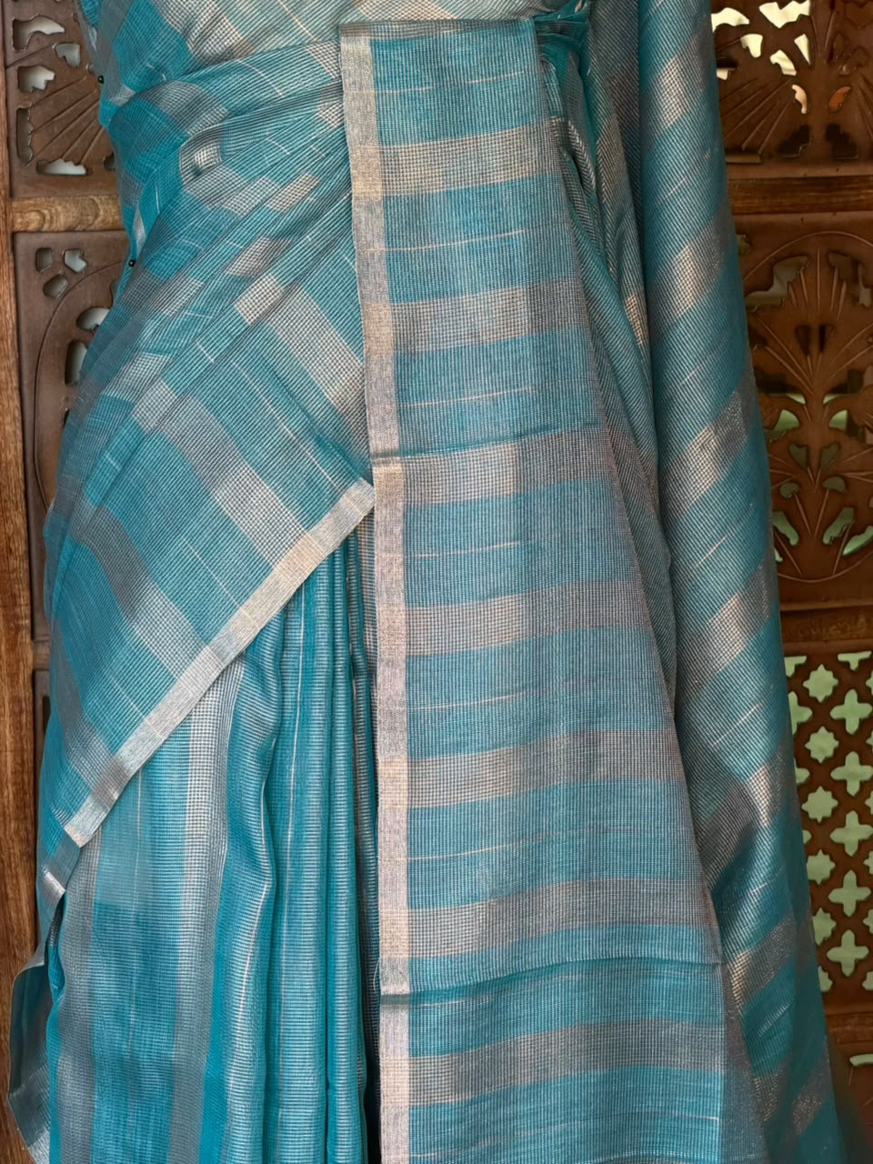 Blue Jute Tissue saree- PBR61