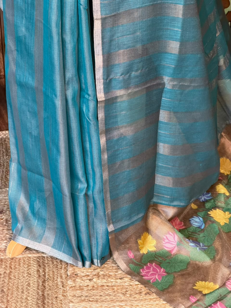 Blue Jute Tissue saree- PBR61