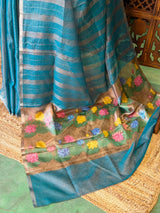 Blue Jute Tissue saree- PBR61