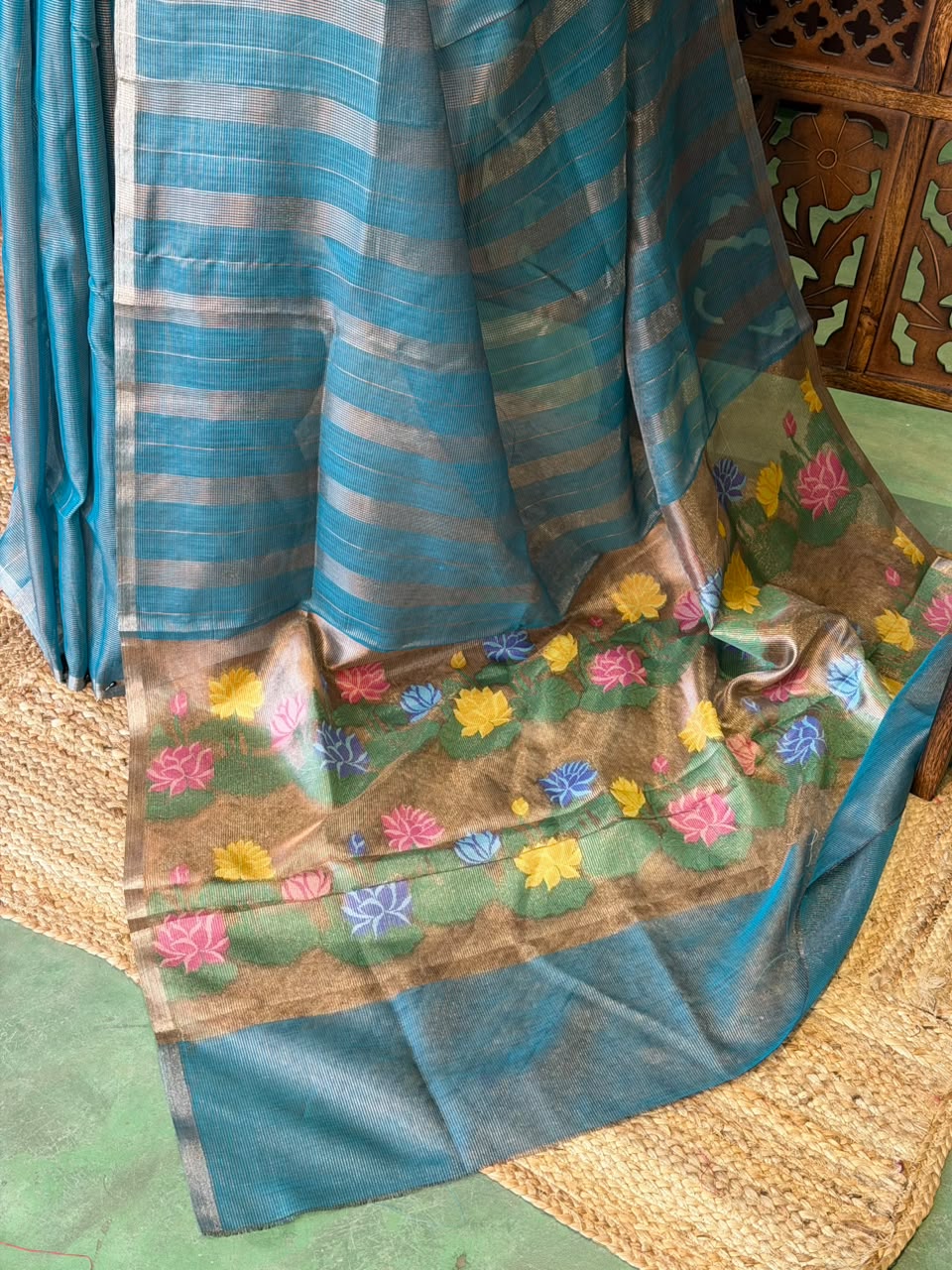 Blue Jute Tissue saree- PBR61