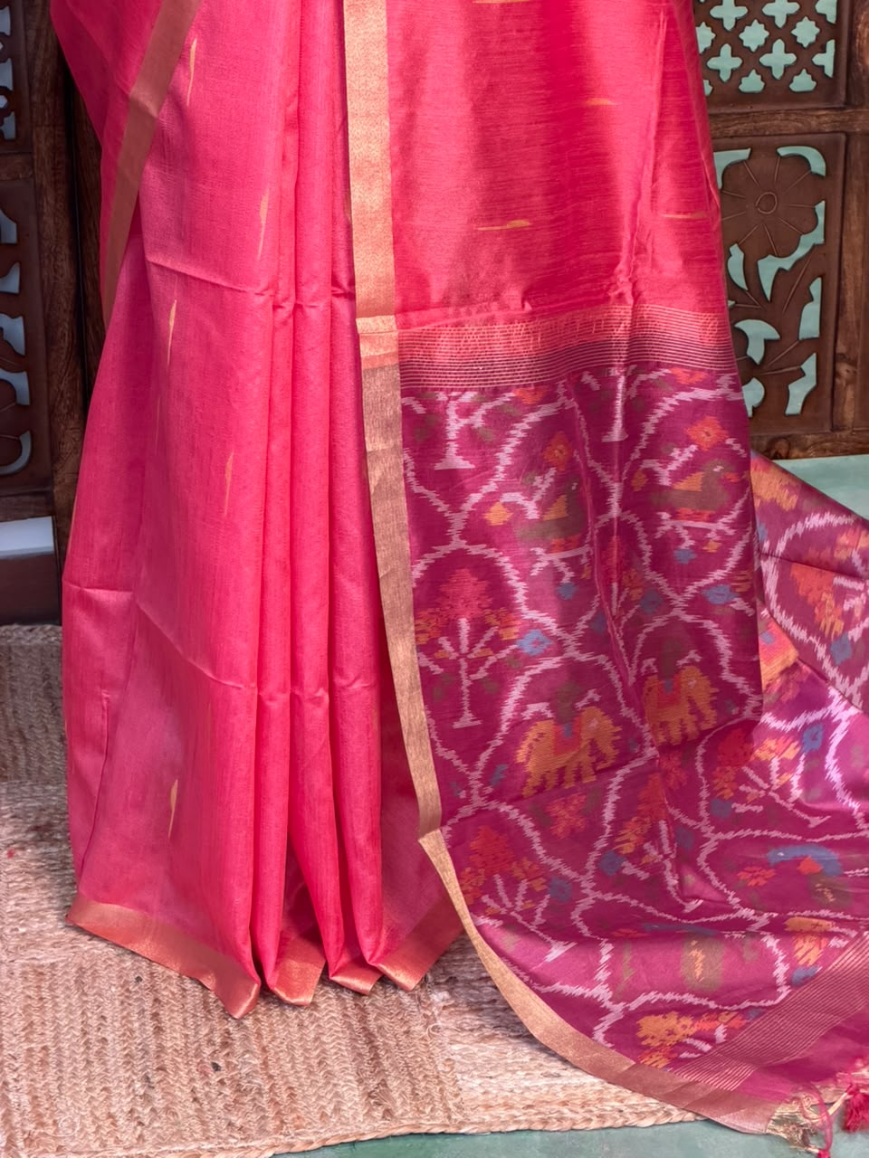 Pink Silk cotton saree- PBR60H