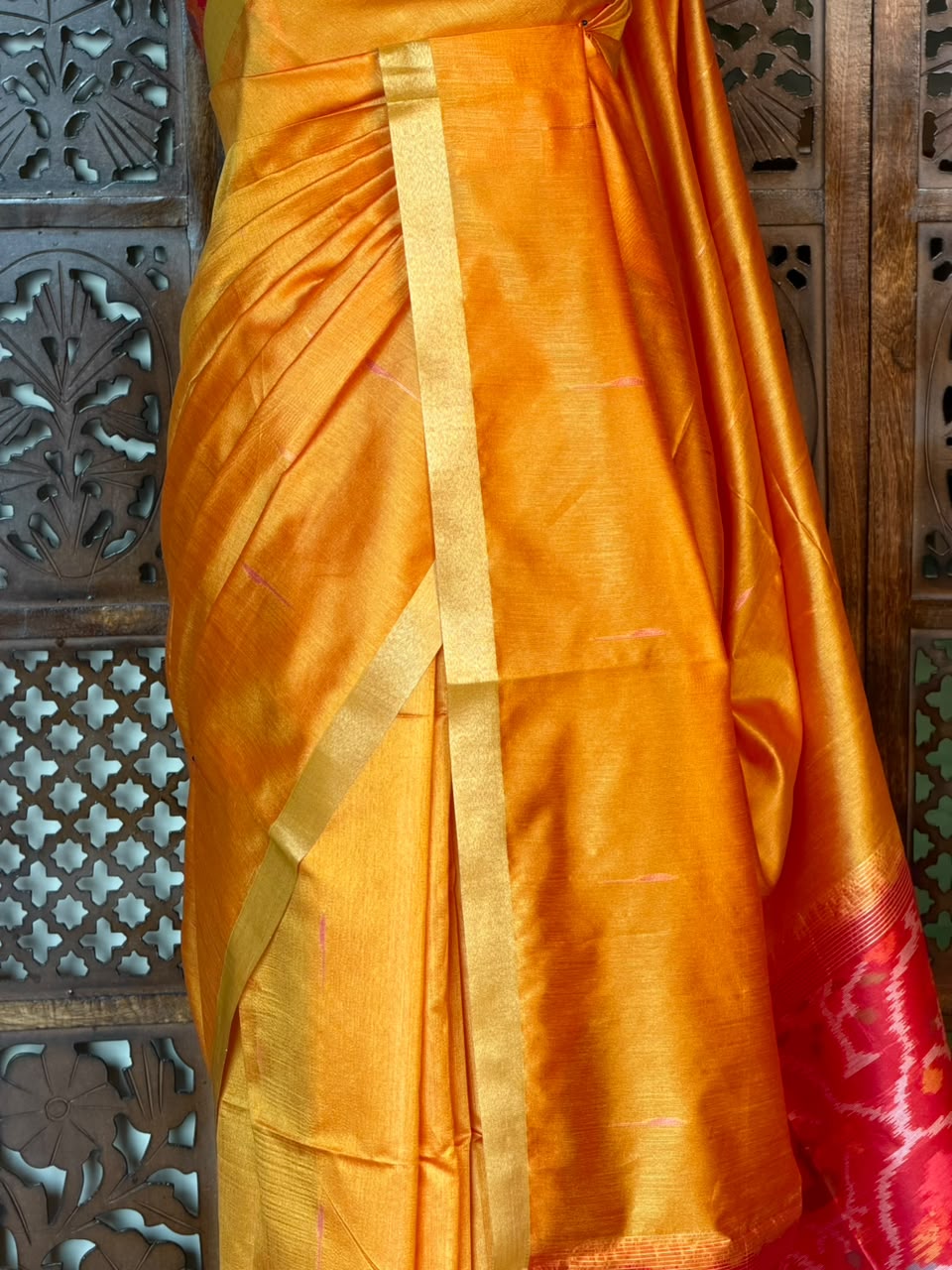 Yellow Silk cotton saree- PBR60J