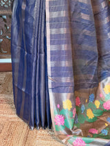 Blue Jute Tissue saree- PBR61A