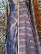 Blue Jute Tissue saree- PBR61A