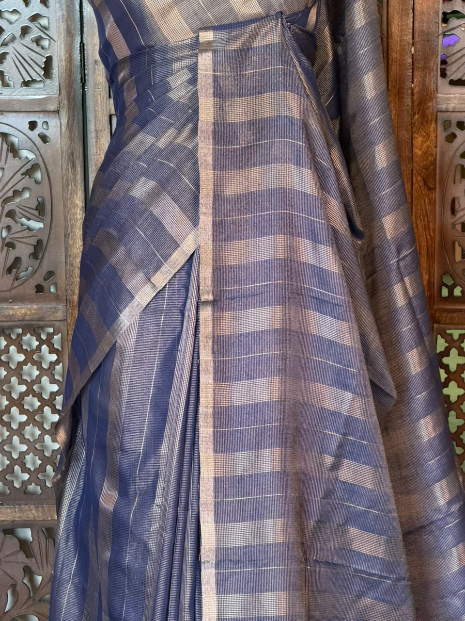 Blue Jute Tissue saree- PBR61A