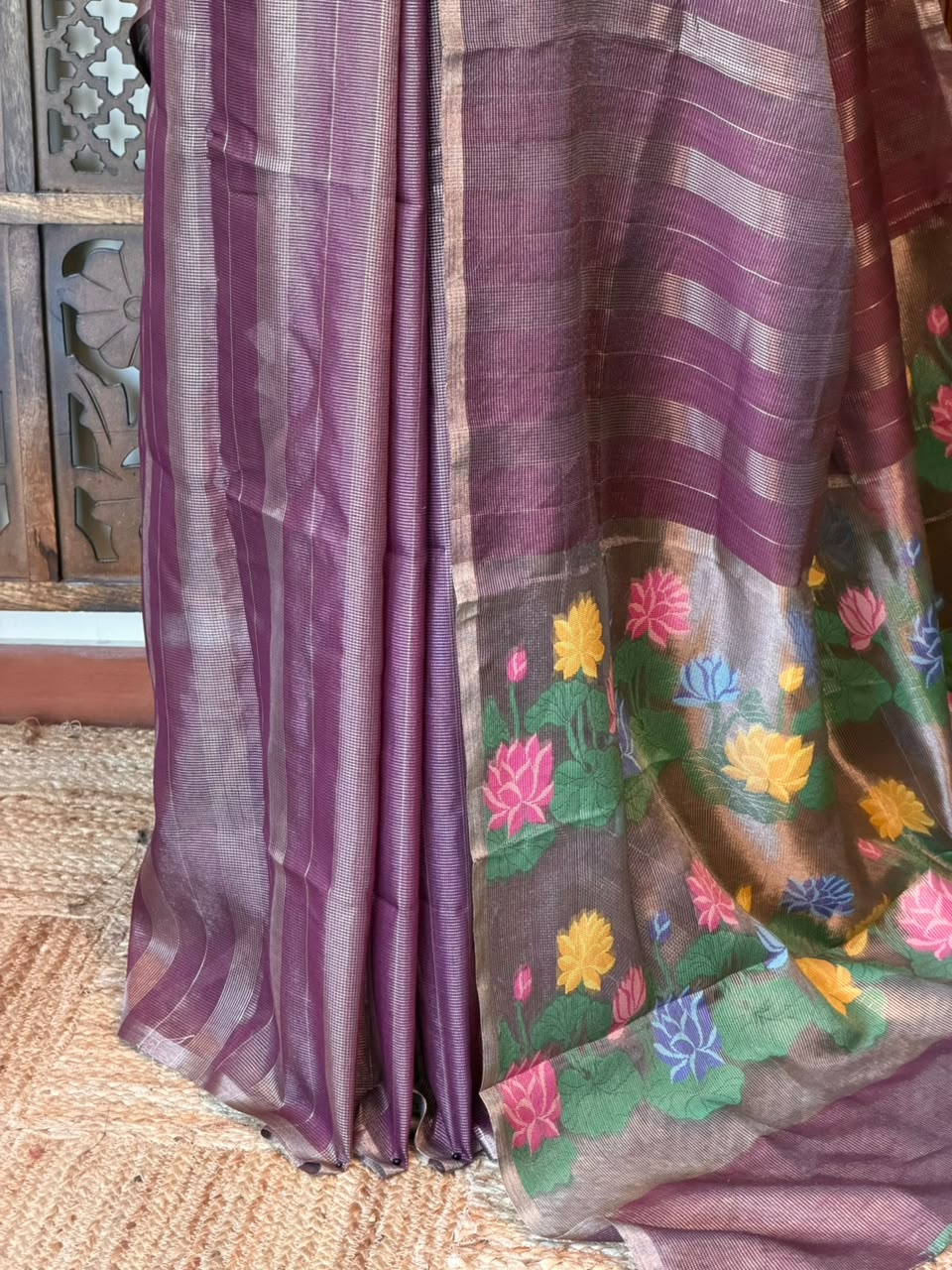 Purple Jute Tissue saree- PBR61D