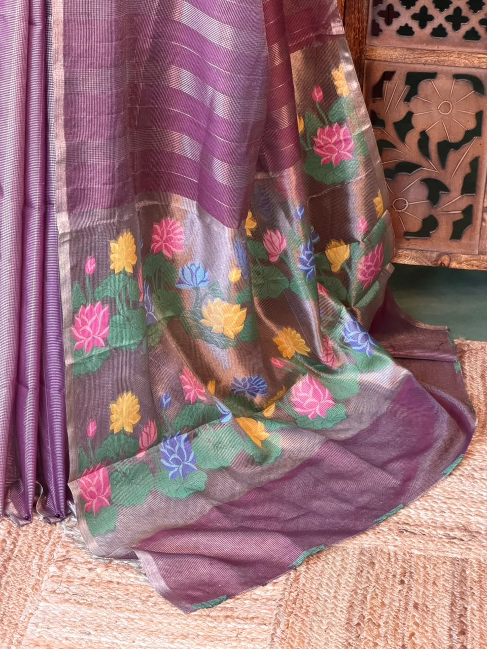 Purple Jute Tissue saree- PBR61D