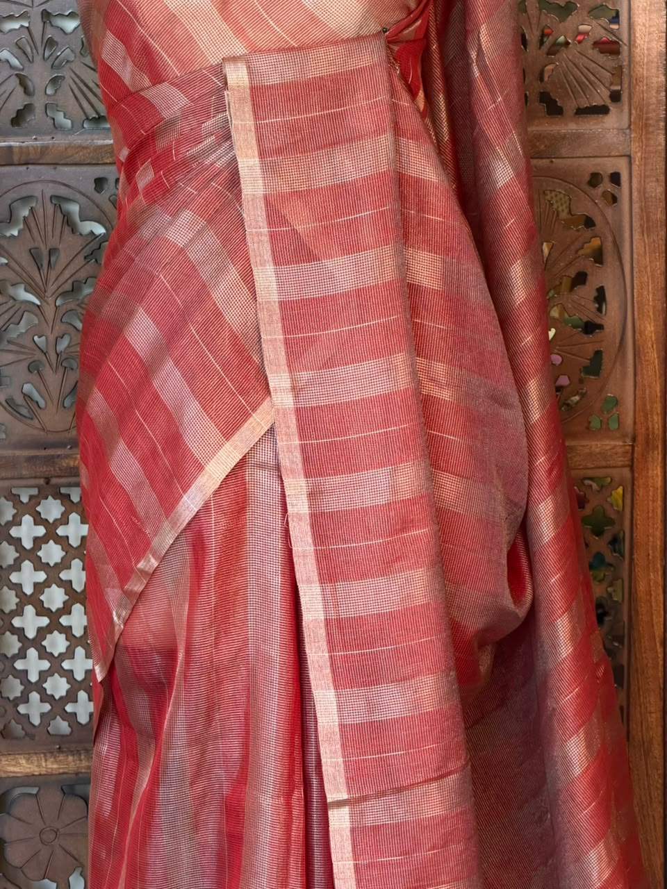 Maroon Jute Tissue saree- PBR61C