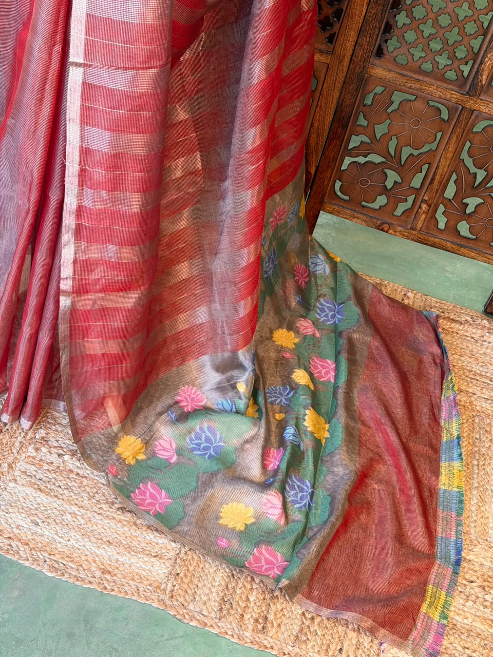 Maroon Jute Tissue saree- PBR61C
