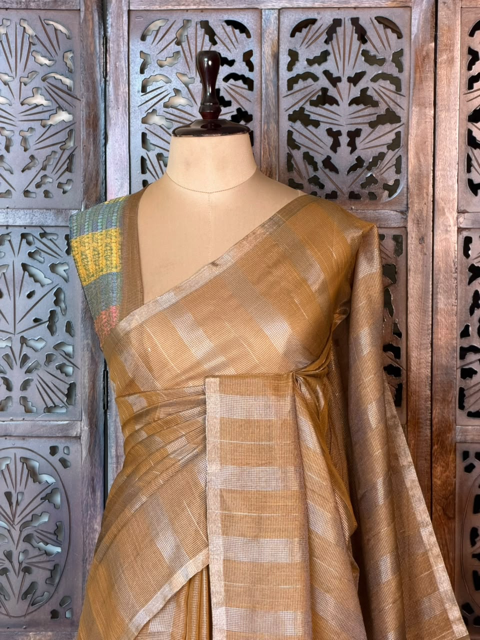 Gold Jute Tissue saree- PBR61B