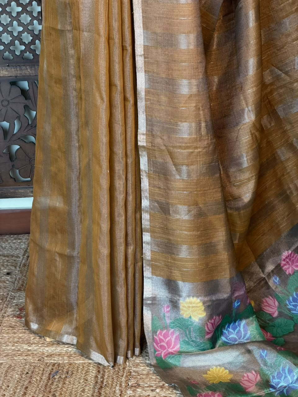 Gold Jute Tissue saree- PBR61B