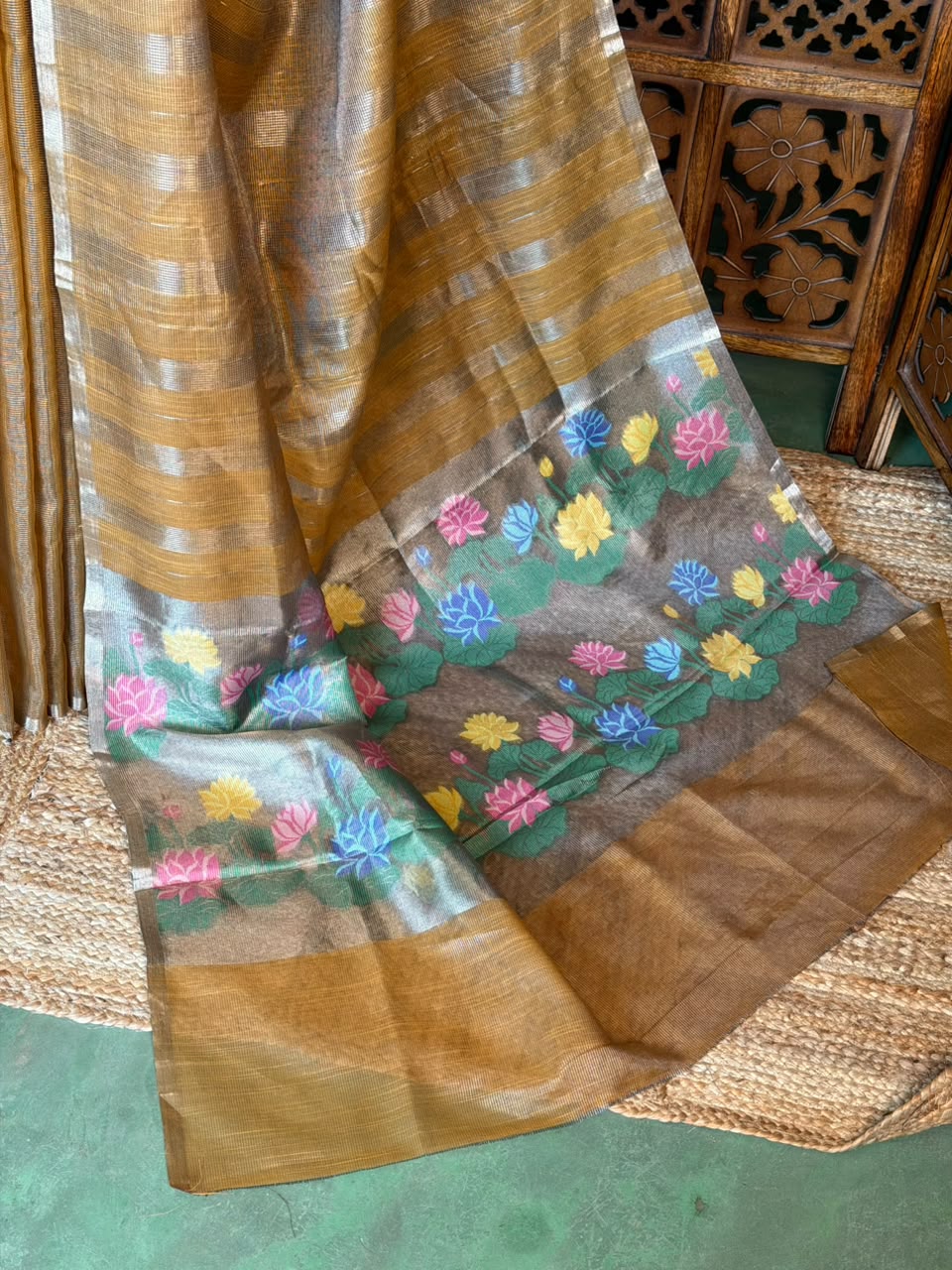 Gold Jute Tissue saree- PBR61B