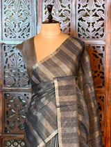 Black Jute Tissue saree- PBR61E