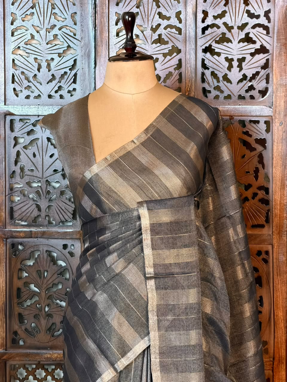 Black Jute Tissue saree- PBR61E