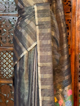 Black Jute Tissue saree- PBR61E