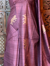 Mauve Tiger woven Tusser Silk saree- PBR62