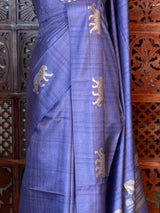 Blue Tiger woven Tusser Silk saree- PBR62A
