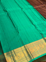 Brown and Aqua green Pure Vintage Kanchipuram Silk saree - PPURE108