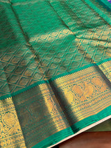 Bluish violet and Aqua green Pure Vintage Kanchipuram Silk saree - PPURE109