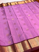 Lavender and Brown Pure Vintage Kanchipuram Silk saree - PPURE111