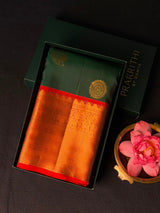 Green and Red Pure Vintage Kanchipuram Silk saree - PPURE114