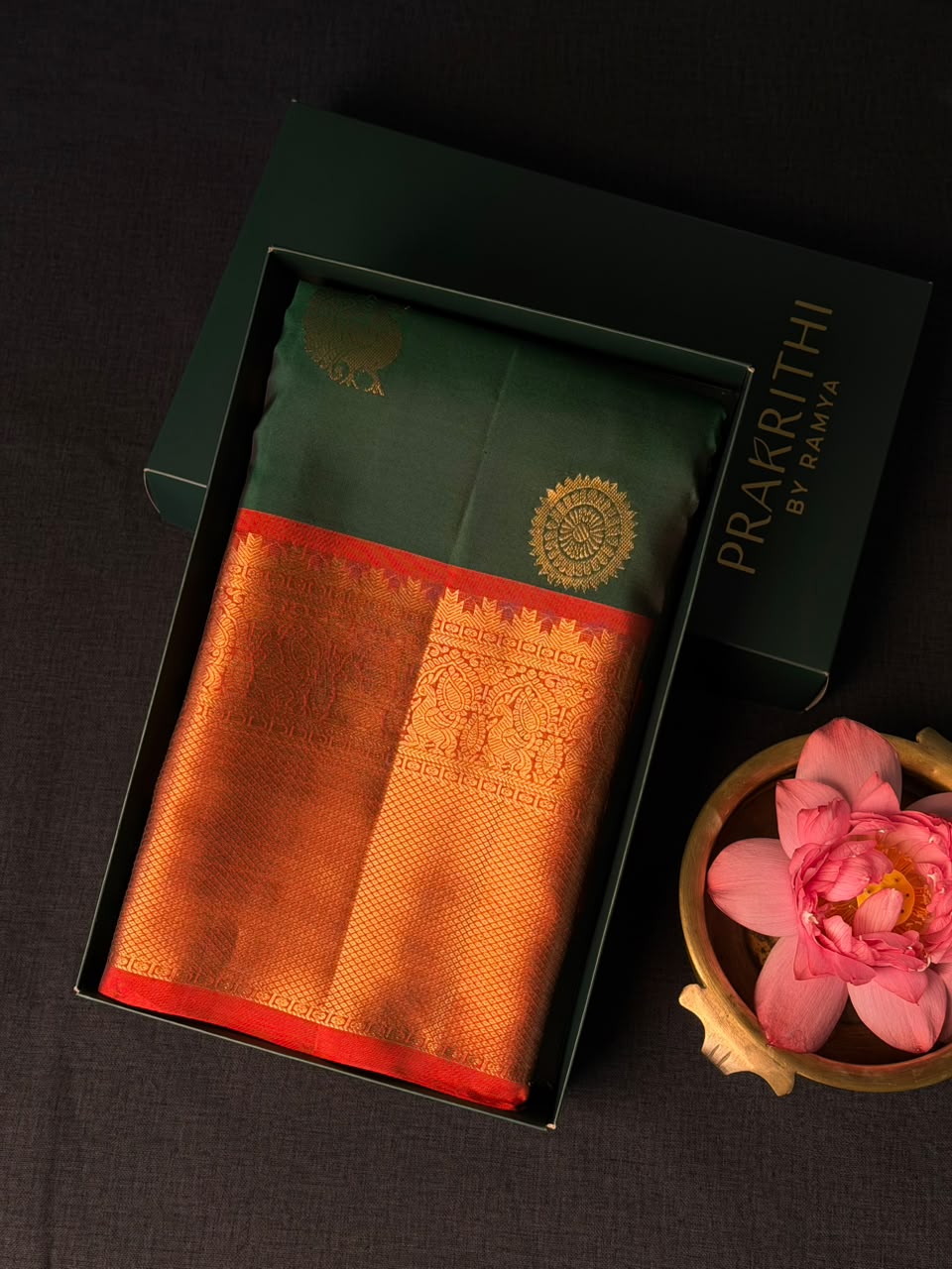 Green and Red Pure Vintage Kanchipuram Silk saree - PPURE114