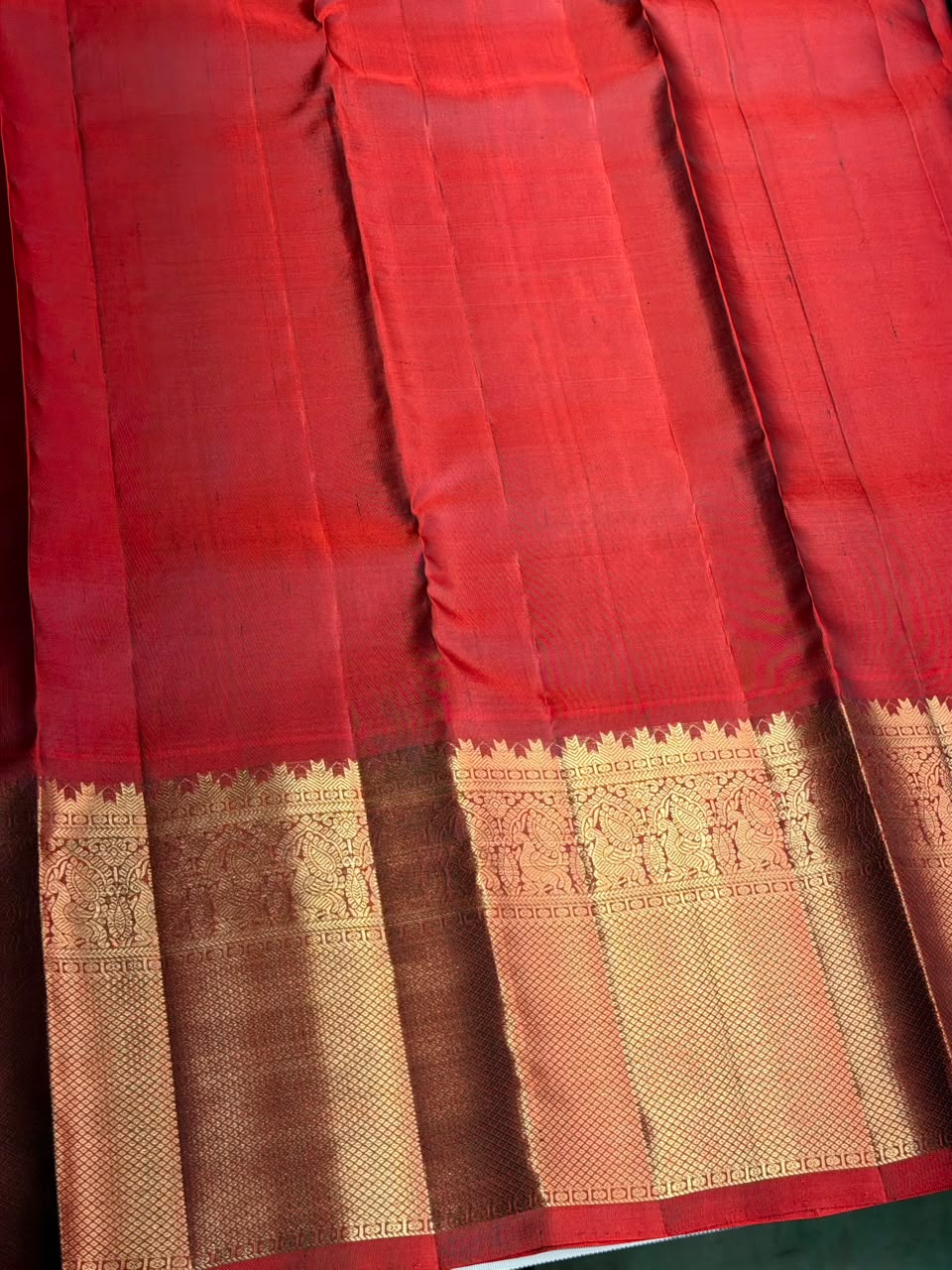 Green and Red Pure Vintage Kanchipuram Silk saree - PPURE114