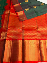 Green and Red Pure Vintage Kanchipuram Silk saree - PPURE114
