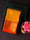 Olive green and rust orange Pure Vintage Kanchipuram Silk saree - PPURE115
