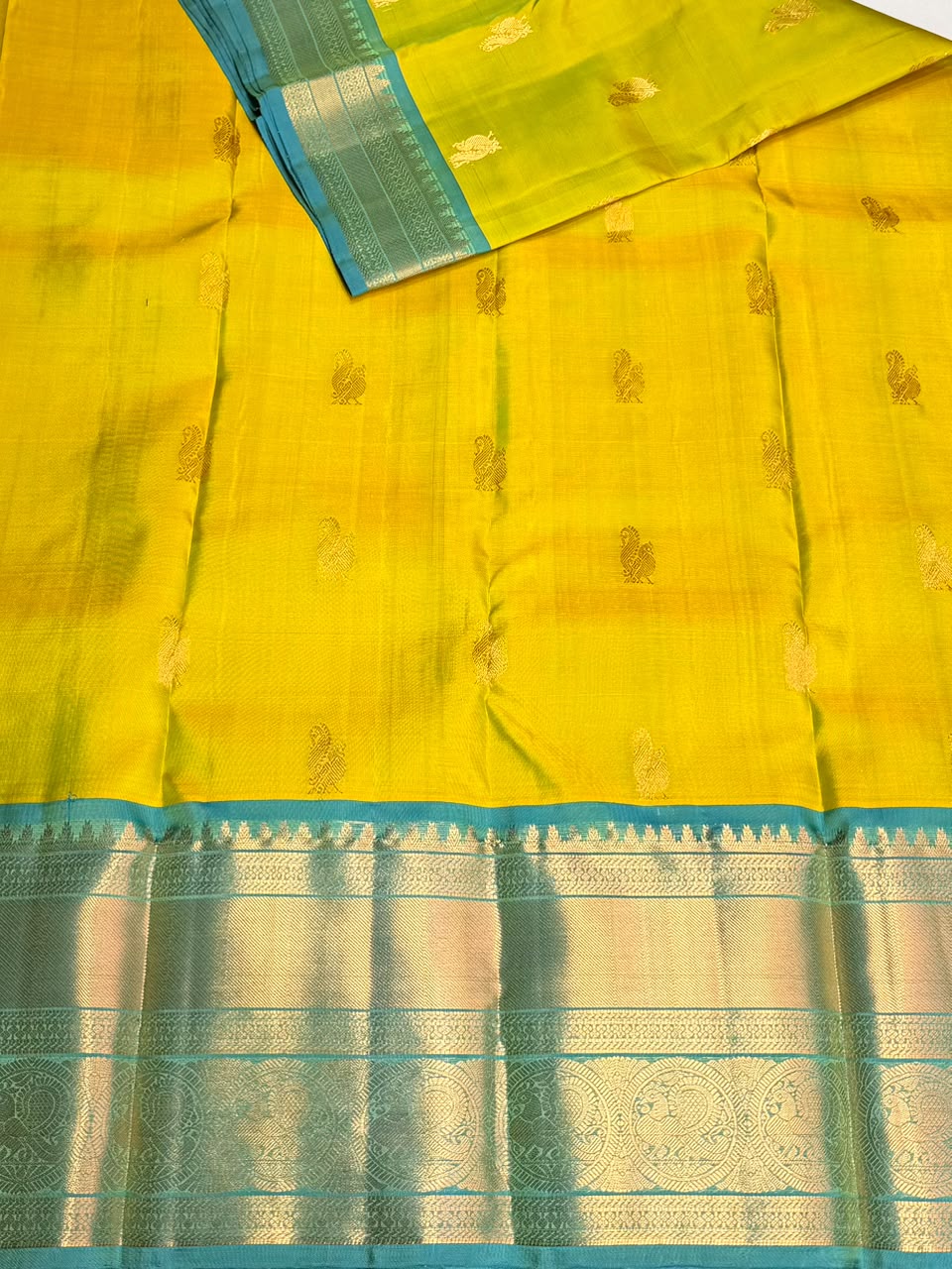 Green and blue Pure Vintage Kanchipuram Silk saree - PPURE116