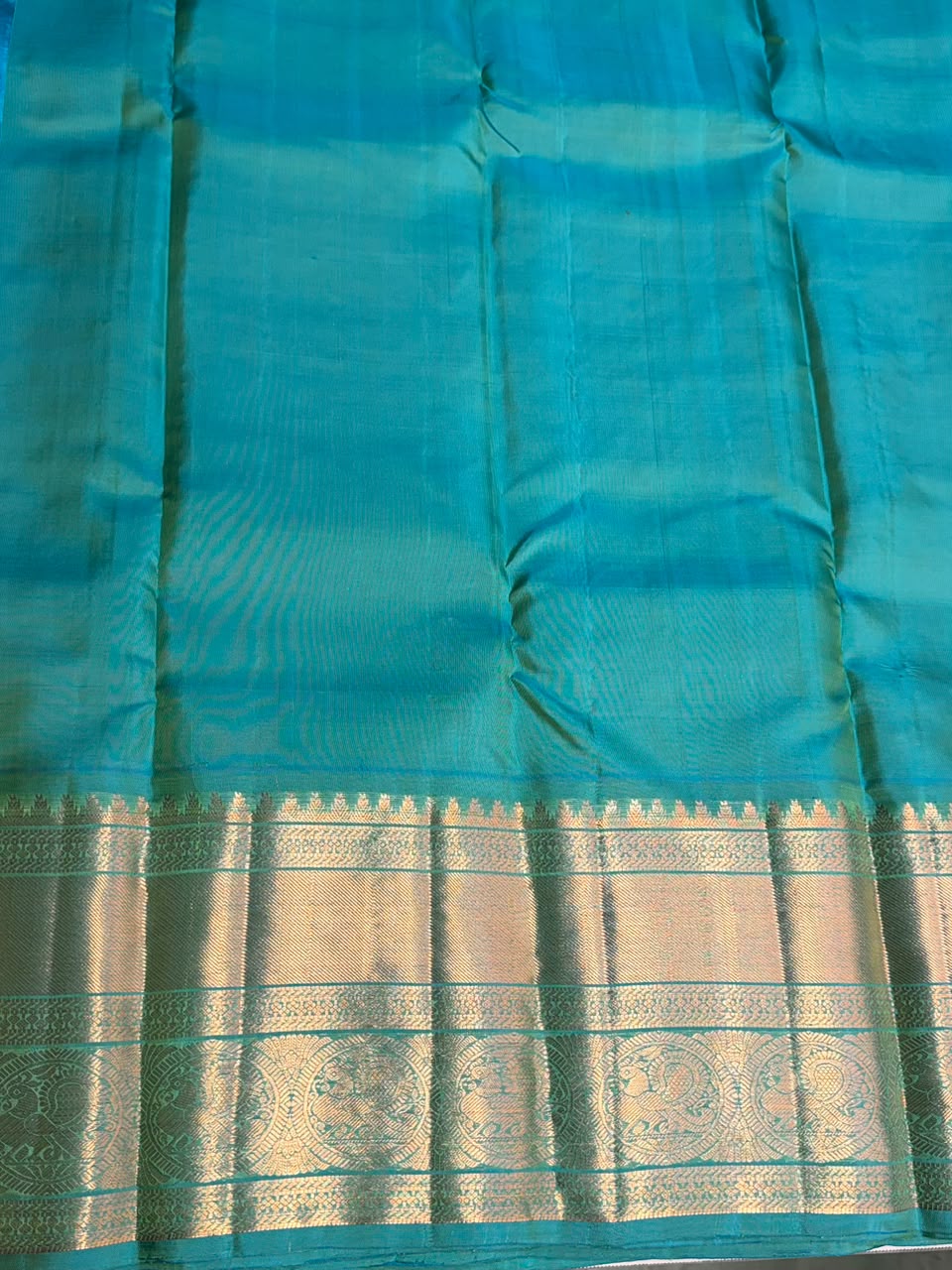 Green and blue Pure Vintage Kanchipuram Silk saree - PPURE116