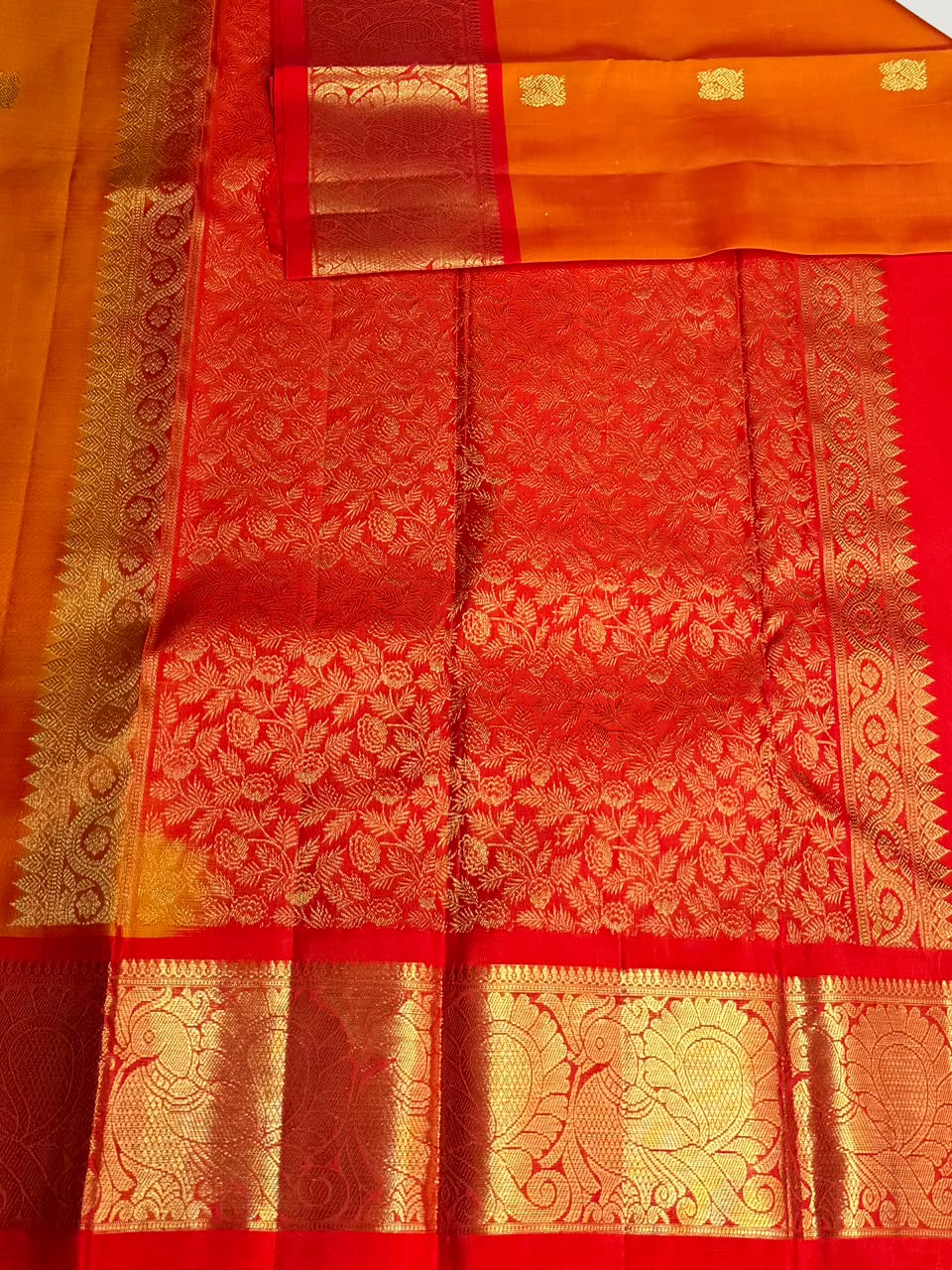 Yellow and Red Pure Vintage Kanchipuram Silk saree - PPURE117
