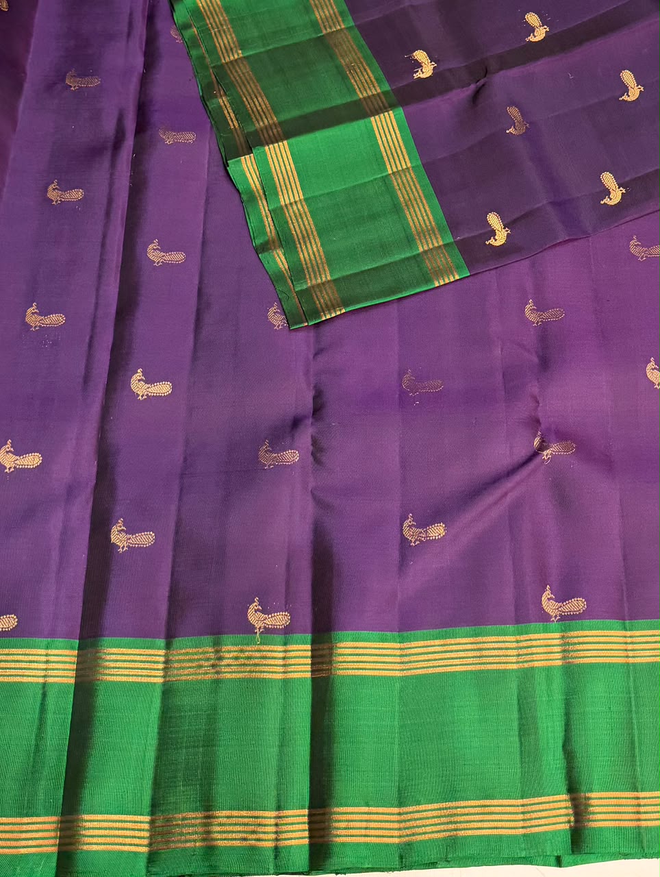 Violet and green Pure Vintage Kanchipuram Silk saree - PPURE118