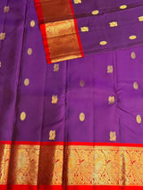 Violet and red Pure Vintage Kanchipuram Silk saree - PPURE119