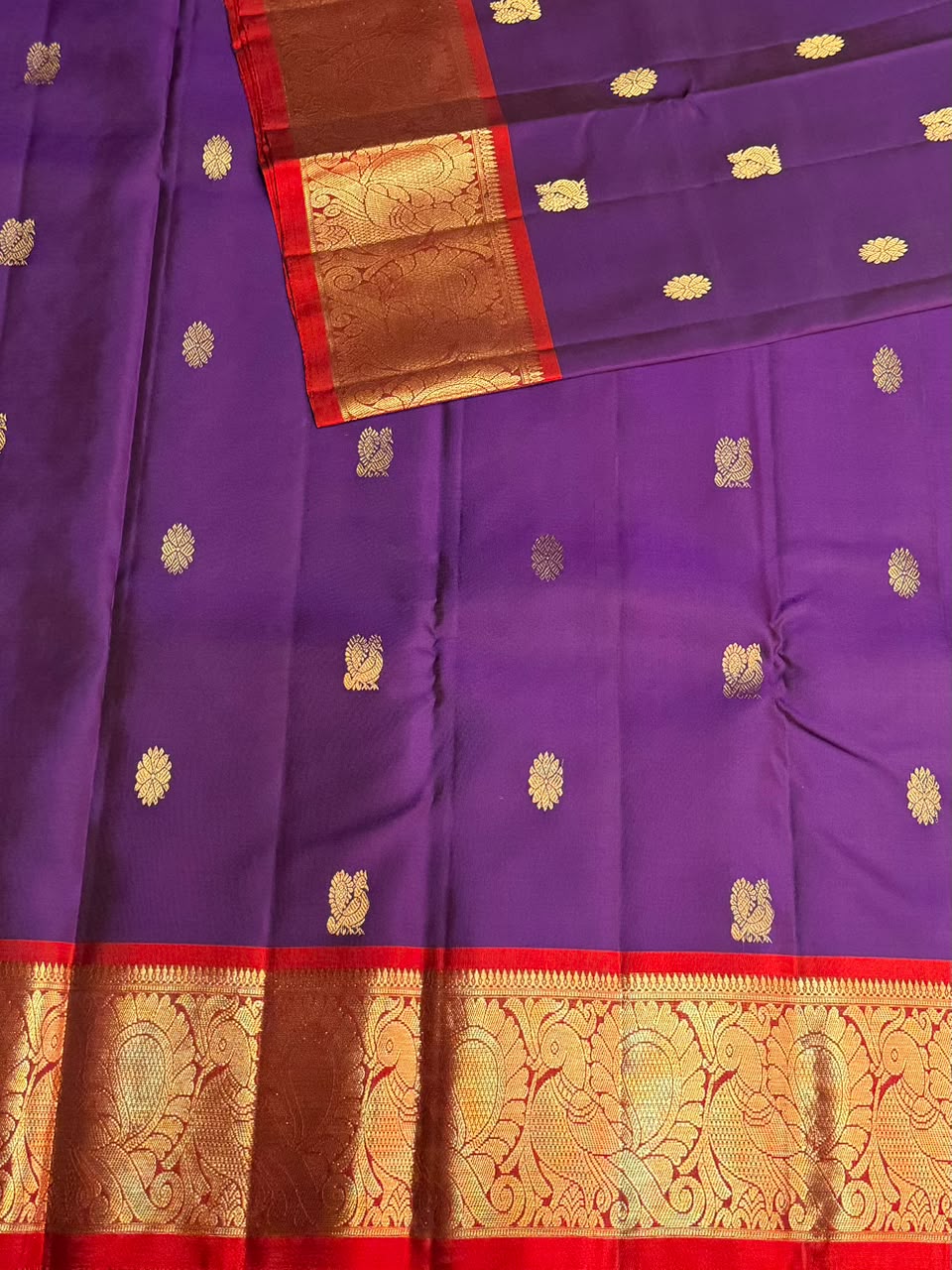 Violet and red Pure Vintage Kanchipuram Silk saree - PPURE119