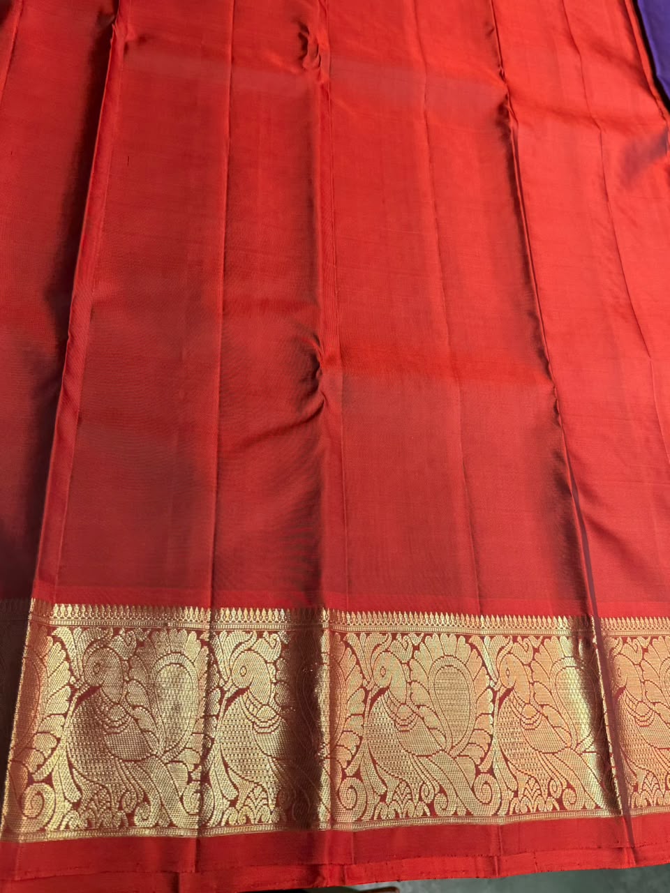 Violet and red Pure Vintage Kanchipuram Silk saree - PPURE119