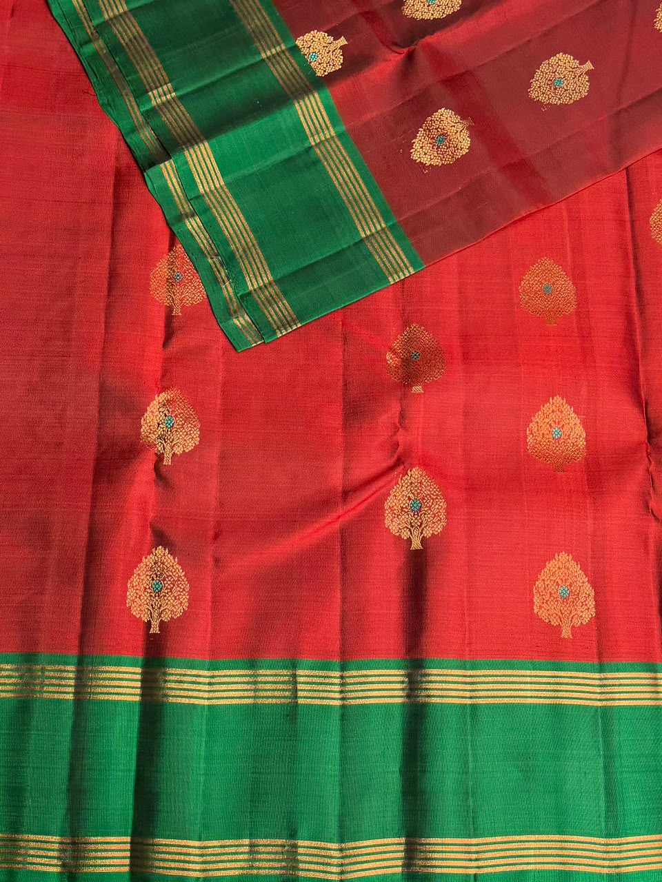 Maroon and Green Pure Vintage Kanchipuram Silk saree - PPURE121