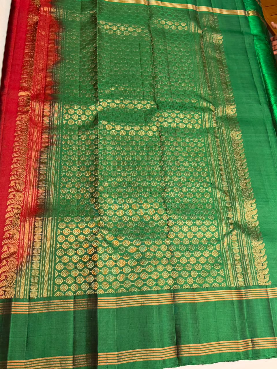 Maroon and Green Pure Vintage Kanchipuram Silk saree - PPURE121