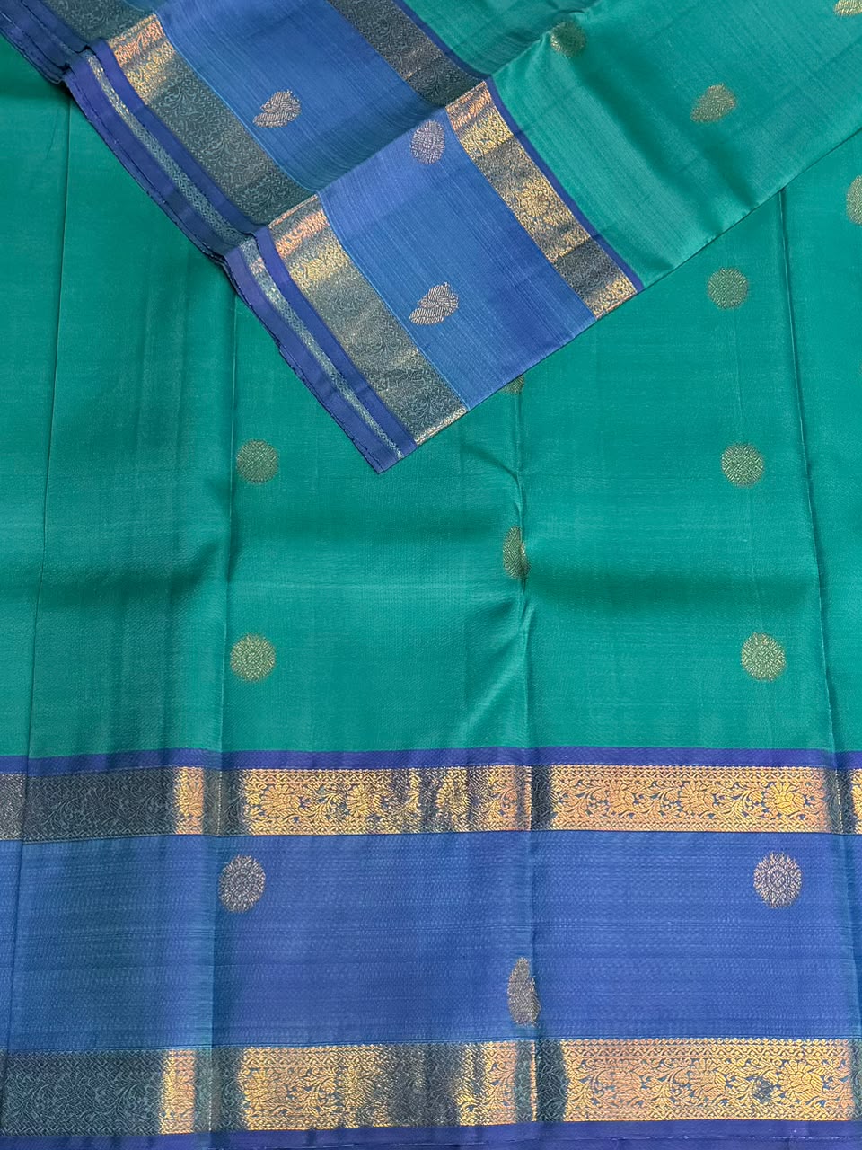 Aqua Blue Pure Vintage Kanchipuram Silk saree - PPURE125