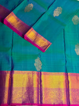 Peacock blue and Purple Pure Vintage Kanchipuram Silk saree - PPURE126