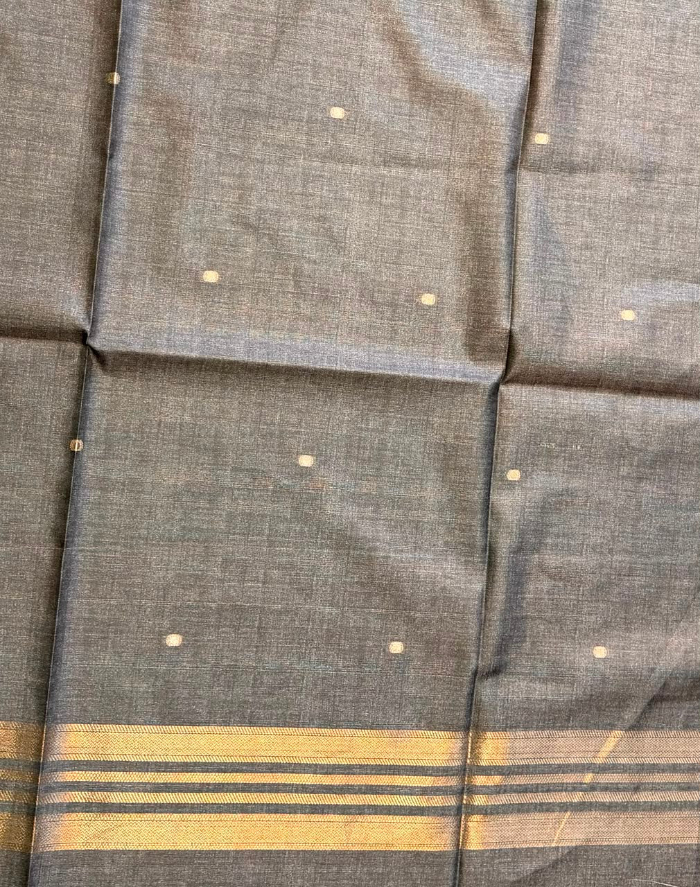 Dark Grey Tiger woven Tusser Silk saree- PBR62C