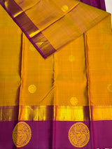 Olive green and purple Pure Vintage Kanchipuram Silk saree - PPURE128