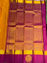 Olive green and purple Pure Vintage Kanchipuram Silk saree - PPURE128