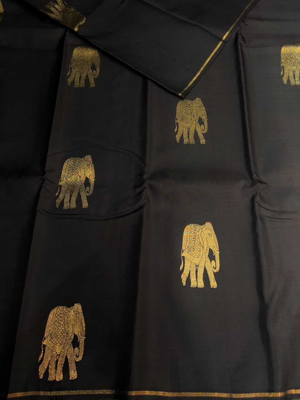Black Pure Vintage Kanchipuram Silk saree - PPURE129