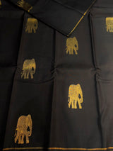 Black Pure Vintage Kanchipuram Silk saree - PPURE129